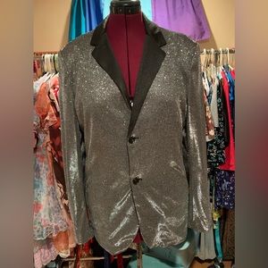 Shein Black Collar Silver Glitter Blazer